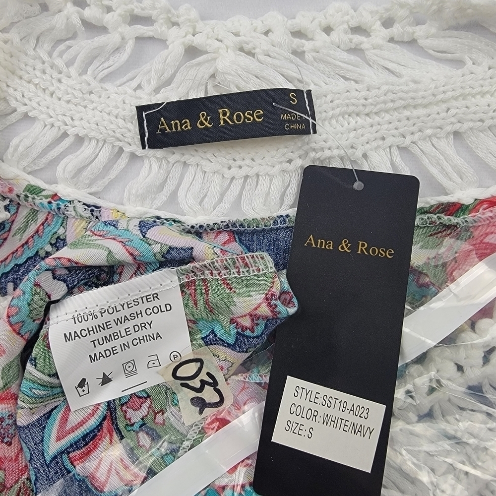 NWT Ana & Rose oversized sheer crochet embroidery printed flowy sleeveless top - Picture 5 of 5